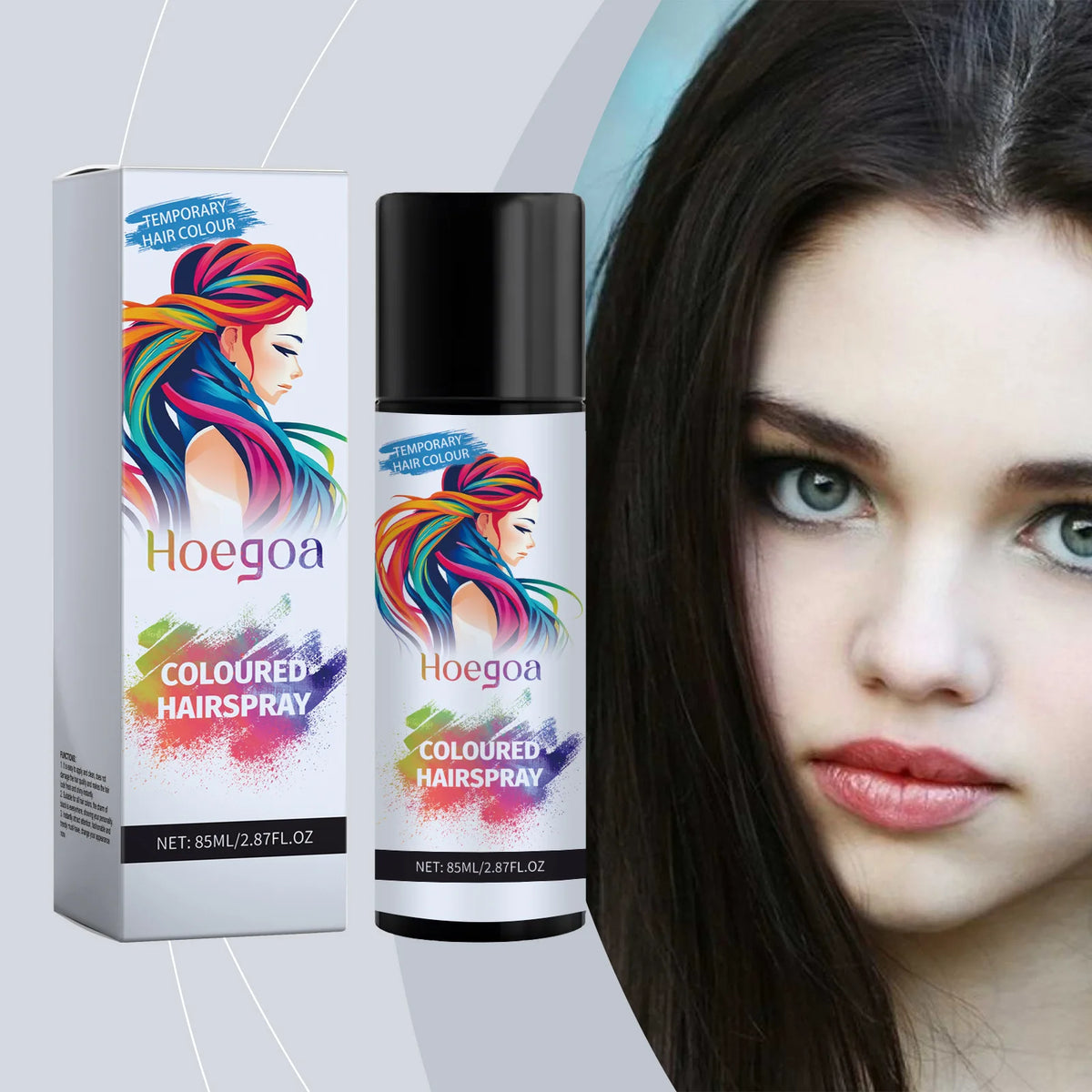 HOEGOA Temporary Black Hair Color Spray – Covers Grey, 85ml Hair Color Spray Qst