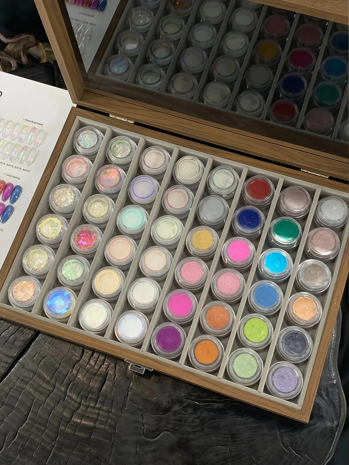 48-Color Aurora Ice-Clear Nail Powder Set with Storage Box Nail Powder Set Qme