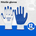 12-Pair Nitrile Work Gloves – Wear-Resistant Safety Gloves Safety Work Gloves Qst Blue