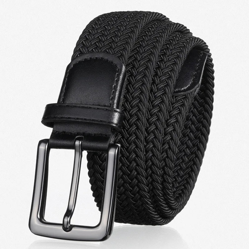 Men's Stretch Woven Golf Belt – Adjustable Pin Buckle Stretch Woven Belt Qme black 95cm