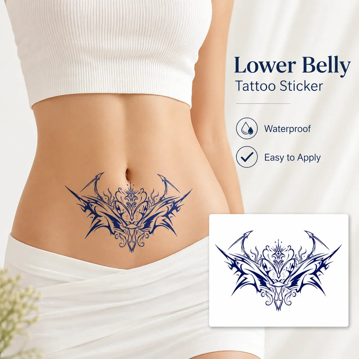 Temporary Belly Tattoo Sticker – Waterproof Easy Apply Temporary Tattoo Sticker Qme