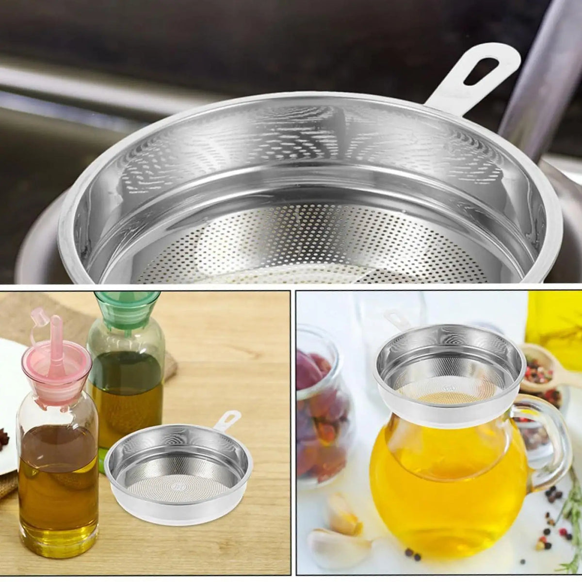 Stainless Steel Frying Oil Filter Mesh Strainer | Kitchen Sieve Mesh Oil Filter Strainer Qme