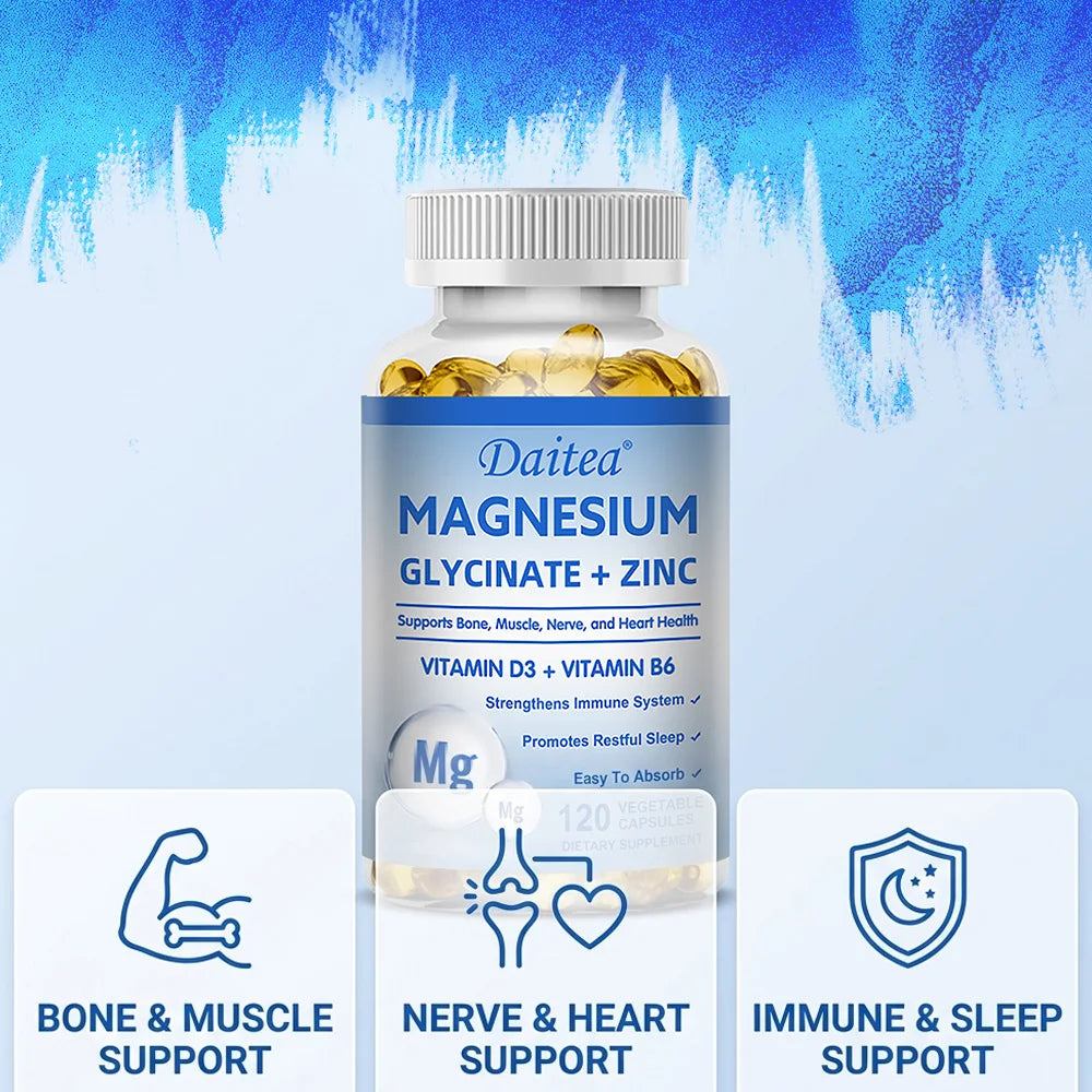 Magnesium Glycinate + Zinc Supplement | Sleep & Bone Support Mineral Supplement Qst