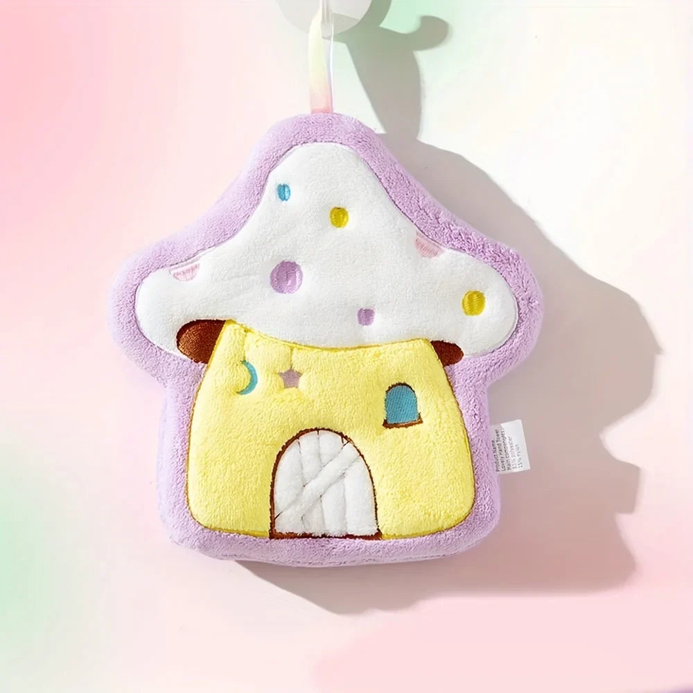 Cartoon Mushroom Kids Hanging Hand Towel – Soft & Absorbent Kids Hand Towel Qme PURPLE