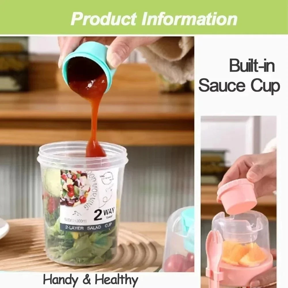 Portable Double Layer Salad Cup – Yogurt, Oats & Fruit Portable Food Container Qme