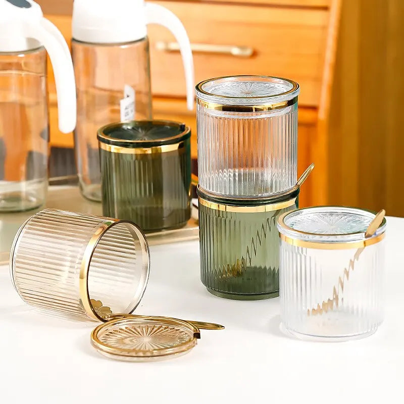 Seasoning Jar with Spoon – Kitchen Spice Storage Bottle Set Spice Storage Jar Qme