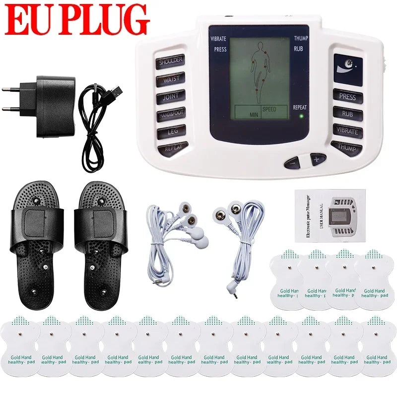TENS EMS Dual Channel Muscle Stimulator – 8 Modes & 10 Levels TENS EMS Massager Qst EU Plug Slippers