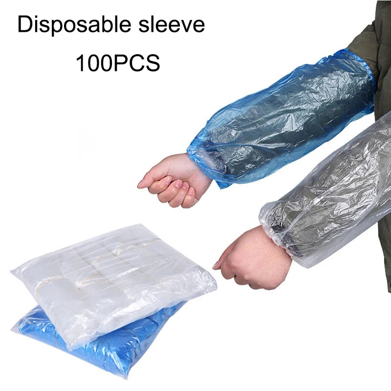 100pcs Disposable Waterproof Arm Sleeves – Oil-Proof PE Oversleeves Disposable Arm Sleeves Qst