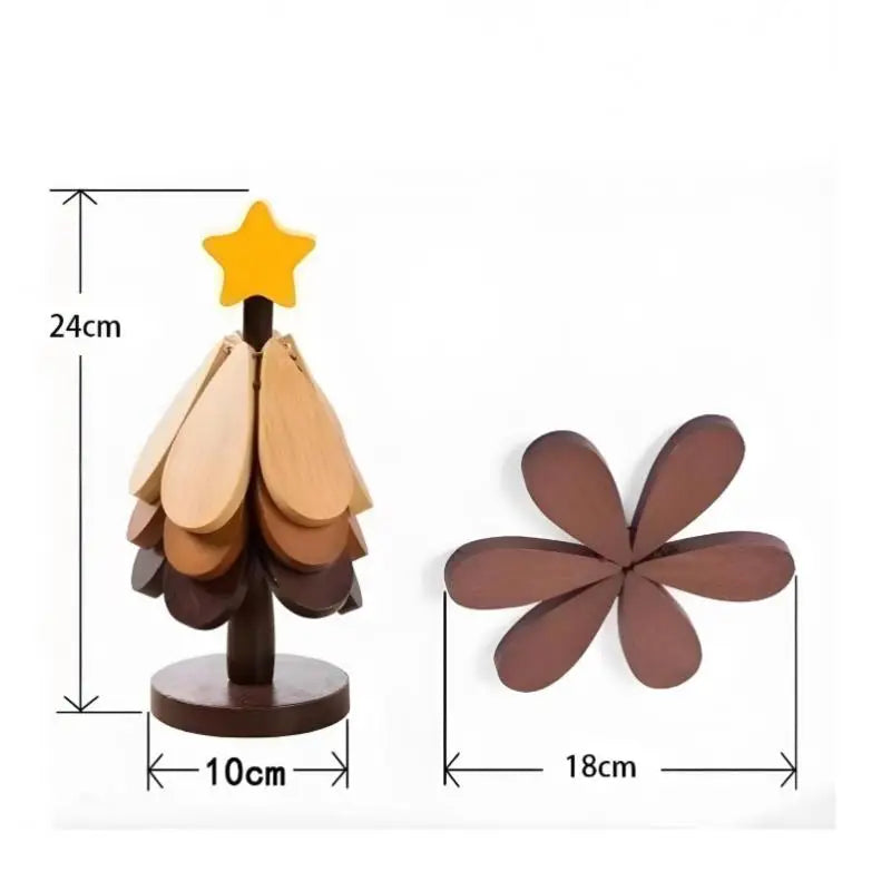 Solid Wood Tree Trivet Set | Table Insulation Mat – Qme Wood Trivet Set Qme