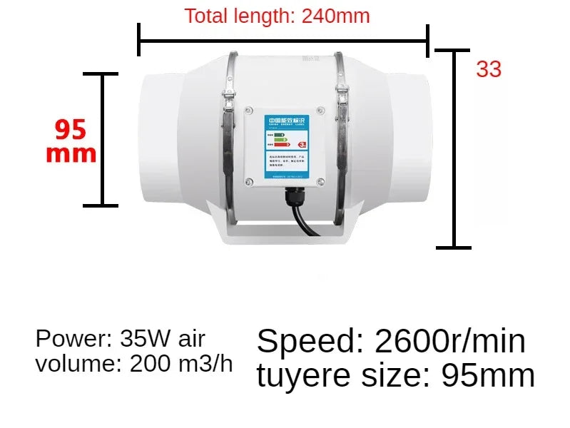 ZARTSEN Quiet Inline Duct Fan – Bathroom & Kitchen Ventilation Inline Exhaust Fan Qst purecoppermotor4inch AU