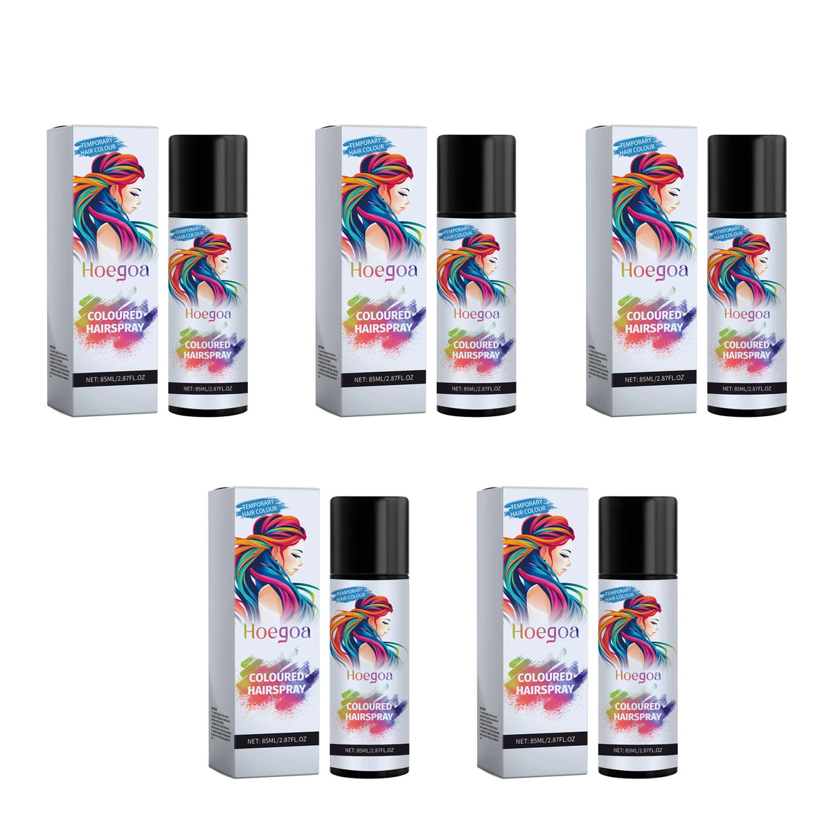 HOEGOA Temporary Black Hair Color Spray – Covers Grey, 85ml Hair Color Spray Qst 425ml boxed