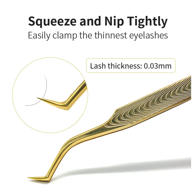 NATUHANA Anti-Static Eyelash Extension Tweezers Gold Eyelash Extension Tweezer Qme