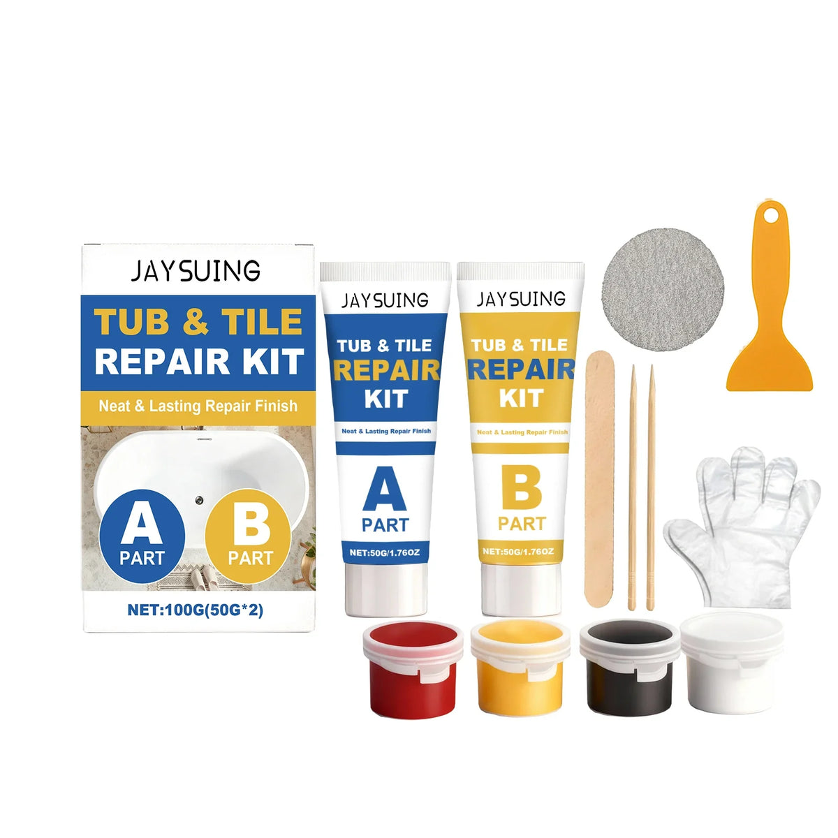 Waterproof Tub & Tile Repair Kit – Crack & Chip Filler Tile & Tub Repair Kit Qme 1 Set