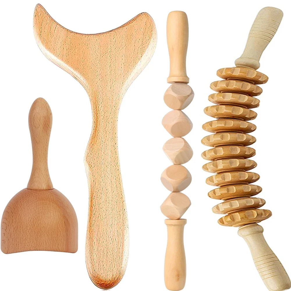 Wooden Therapy Massage Set – Gua Sha & Maderoterapia Tools Wooden Massage Set Qst 4PCS-1