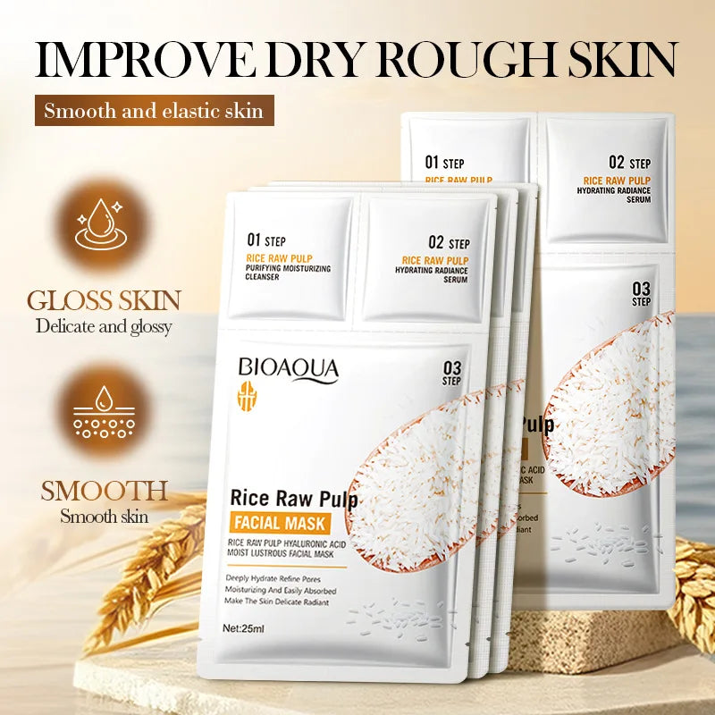 White Rice Face Mask Set – Brightening & Moisturizing Face Mask Set Qst
