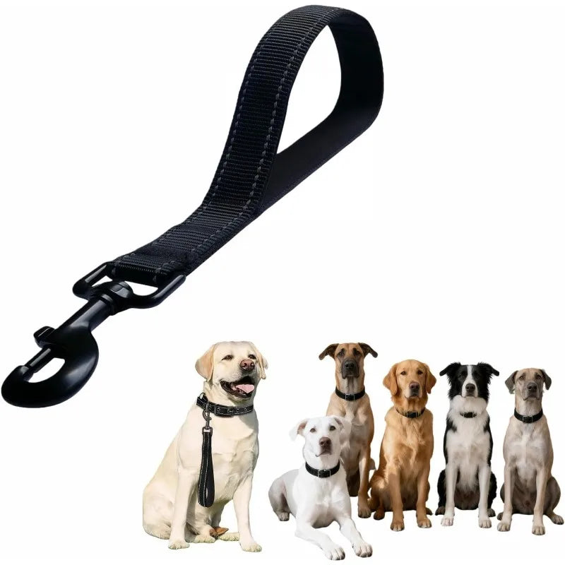 Short Nylon Dog Leash | Heavy-Duty Padded Handle, Reflective Short Dog Leash Qme