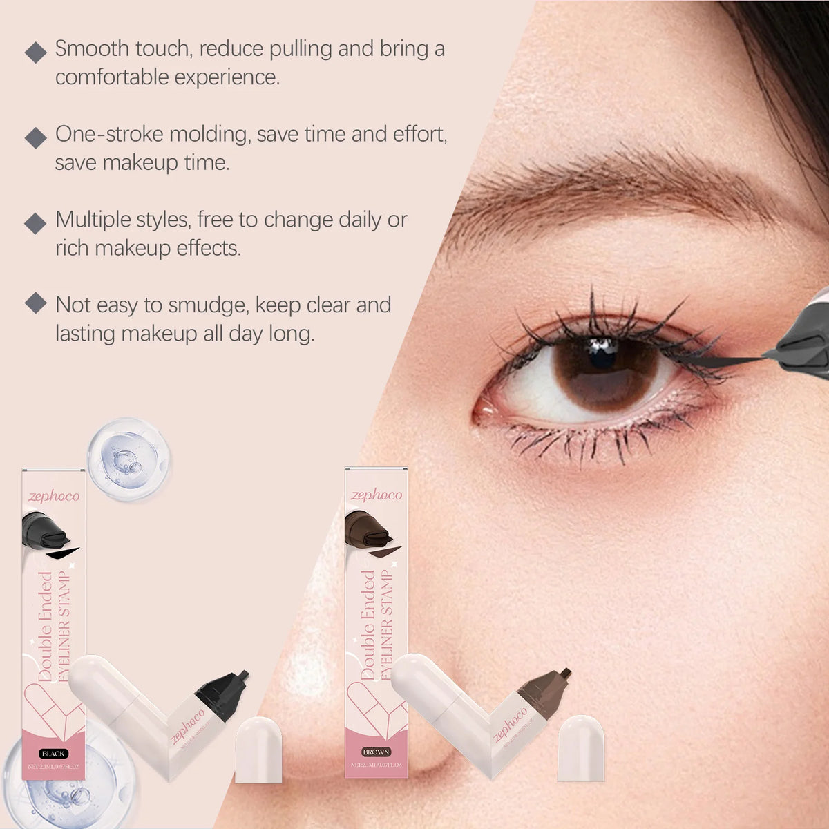 Zephoco Winged Eyeliner Stamp Pen – Waterproof Double Ended Eyeliner Stamp Pen Qst