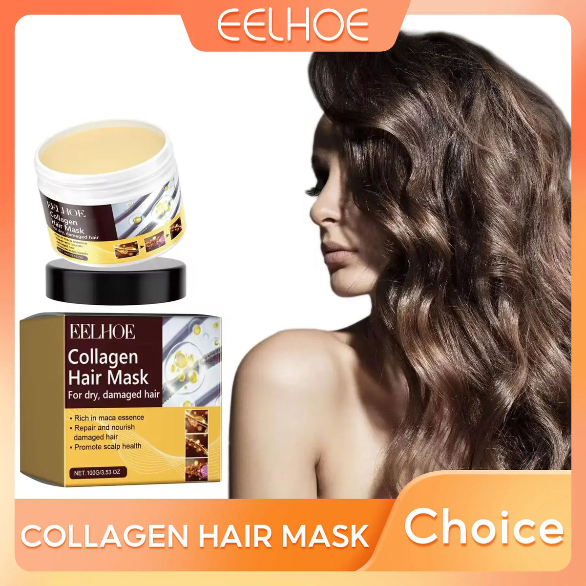EELHOE Hair Collagen Mask – Anti-Frizz Deep Moisture 100g Hair Treatment Mask Qst 4pcs
