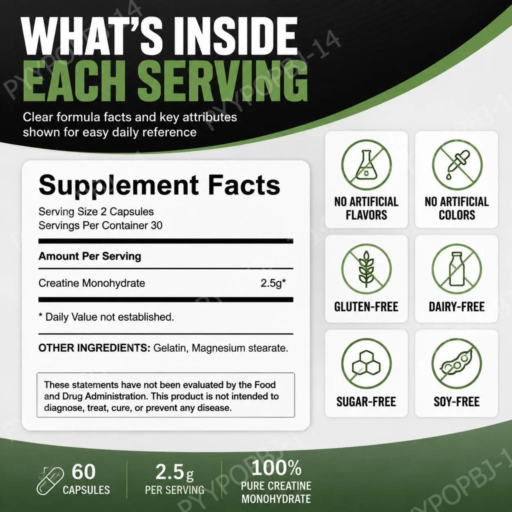 Micronized Creatine Monohydrate Capsules – 60 Caps | Googeer Creatine Supplement Qst