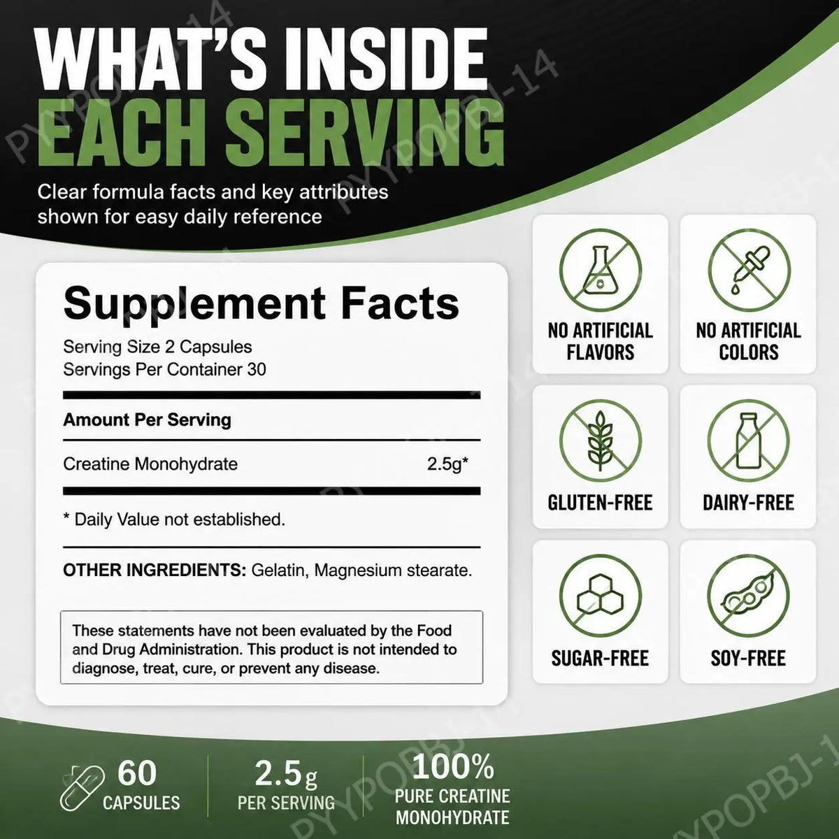 Micronized Creatine Monohydrate Capsules – 60 Caps | Googeer Creatine Supplement Qst