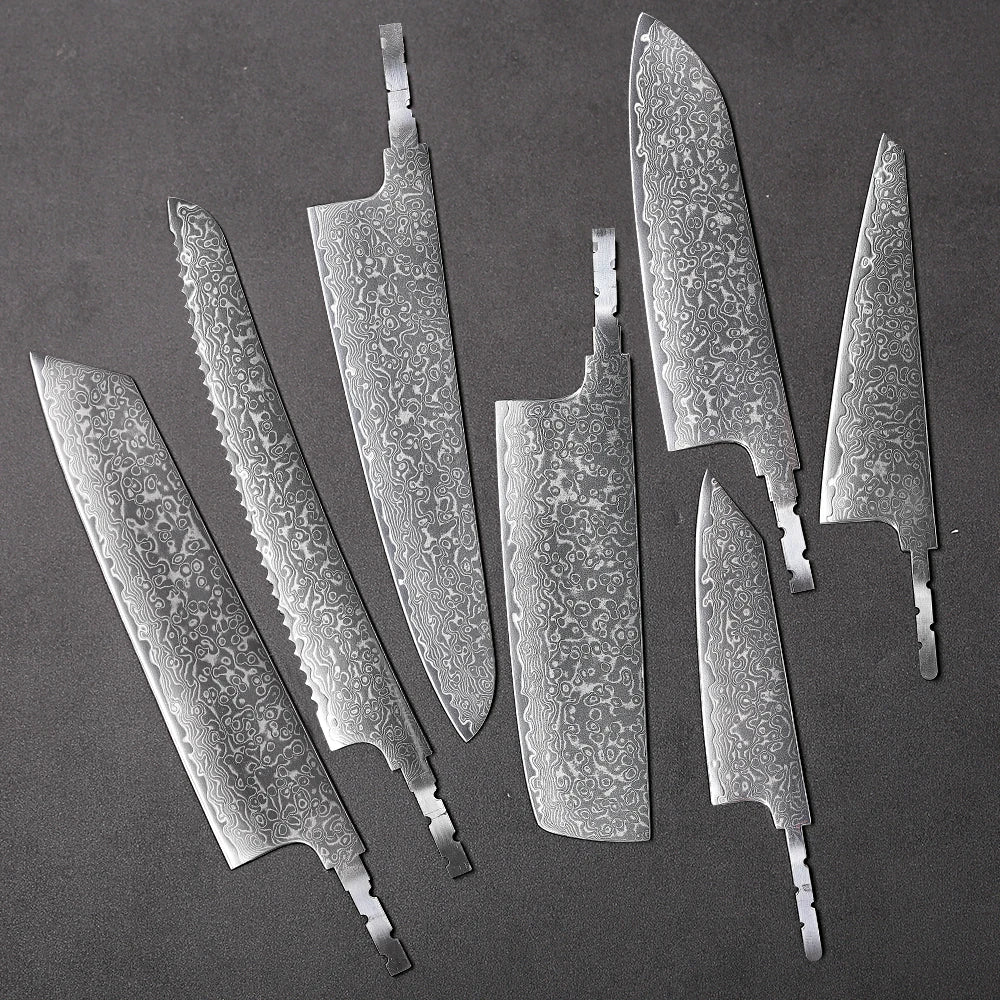 TURWHO Damascus Steel Knife Blank Blades – DIY Chef Knife Set Knife Blank Blade Qst