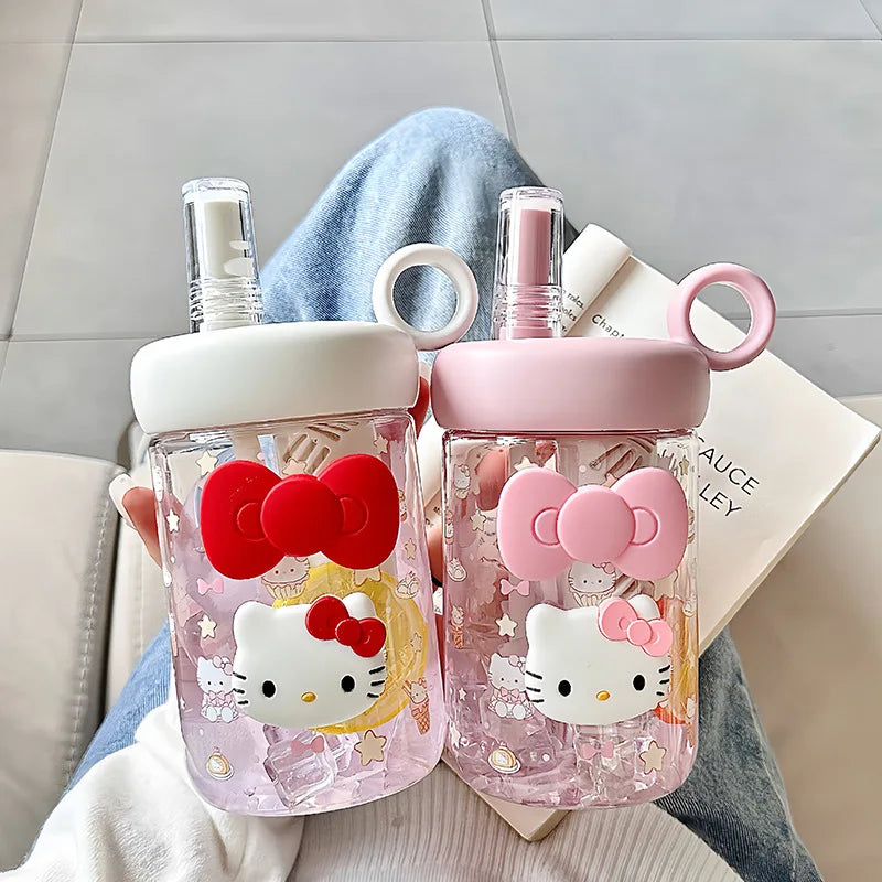 Hello Kitty Girls' Plastic Cup with Stylish Straw | 4 Colors Kids Straw Cup Qme
