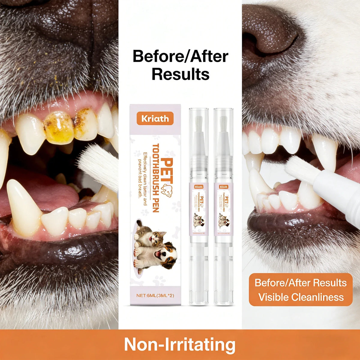 Pet Toothbrush Pen – Dental Cleaning for Dogs & Cats Pet Dental Tool Qme