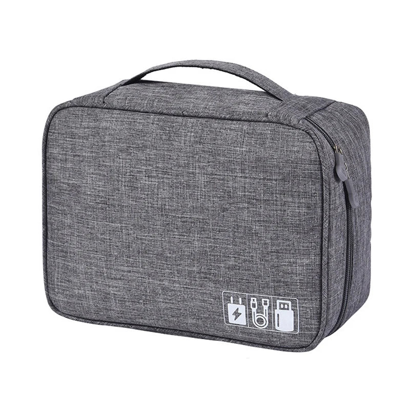 Waterproof Digital Cable Organizer Bag | Portable Storage Cable Organizer Bag Qme Gray 2Layer(28x9x21cm)