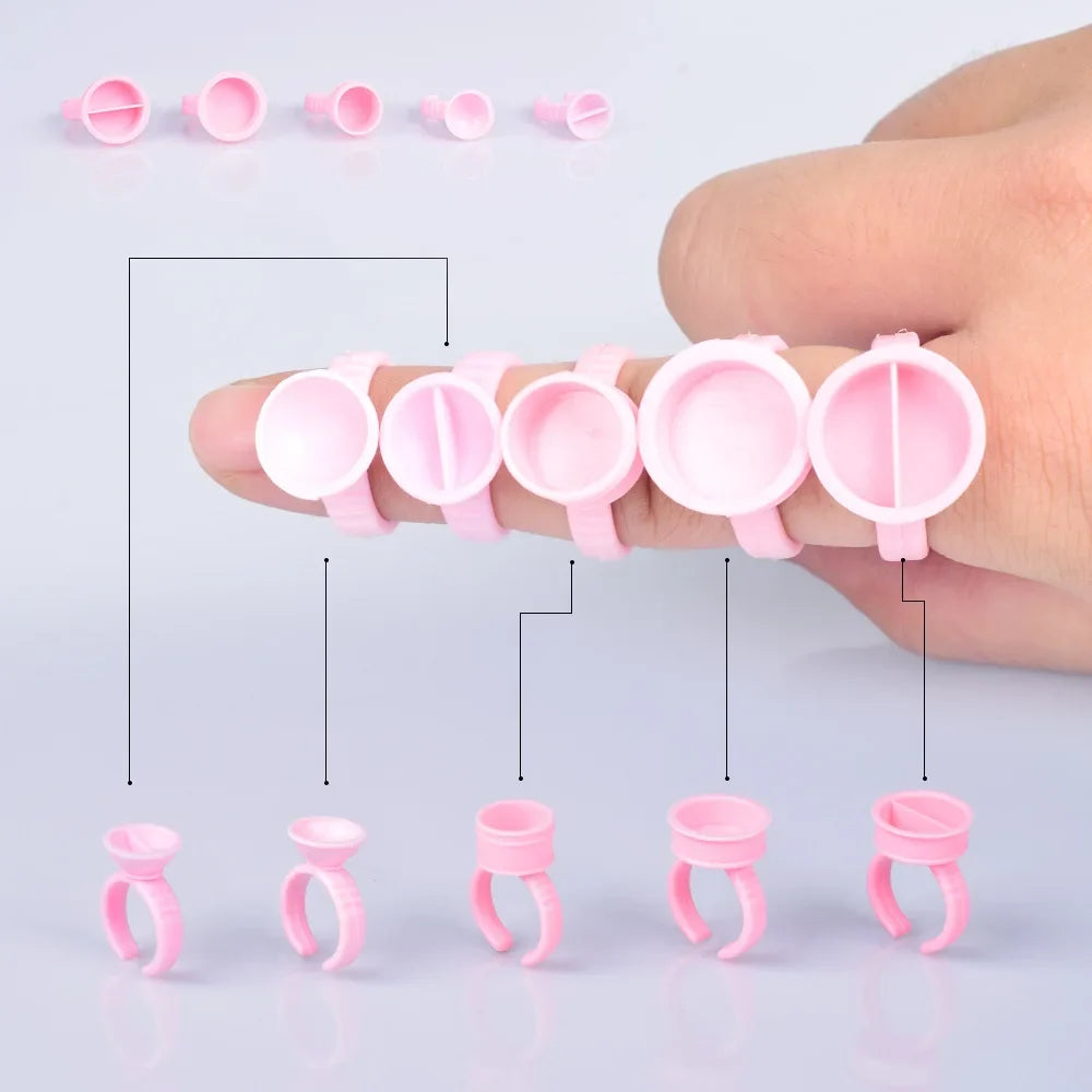Disposable Lash Glue Ring Holders 100 Pcs | Eyelash Extension Lash Extension Tool Qme