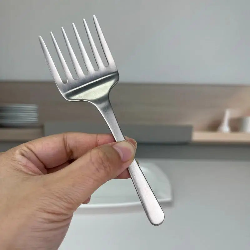 Korean Stainless Steel Dessert Fork – 6-Tine Cake & Fruit Fork Dessert Fork Qme 1pcs