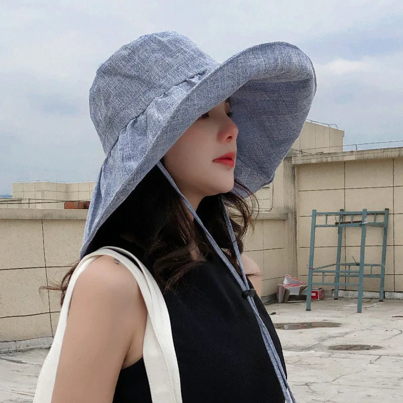 Women's Wide Brim Foldable Sun Hat – Packable Travel Bucket Hat Wide Brim Sun Hat Qme