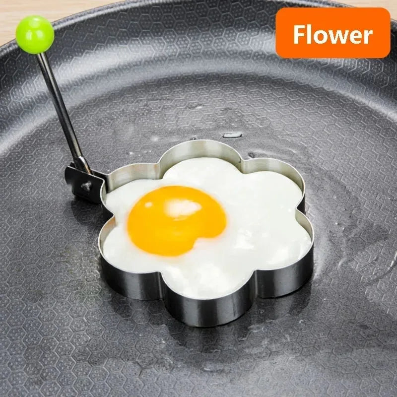 Stainless Steel Heart Egg Mold & Pancake Maker Ring Egg & Pancake Mold Qme 4pcs flower