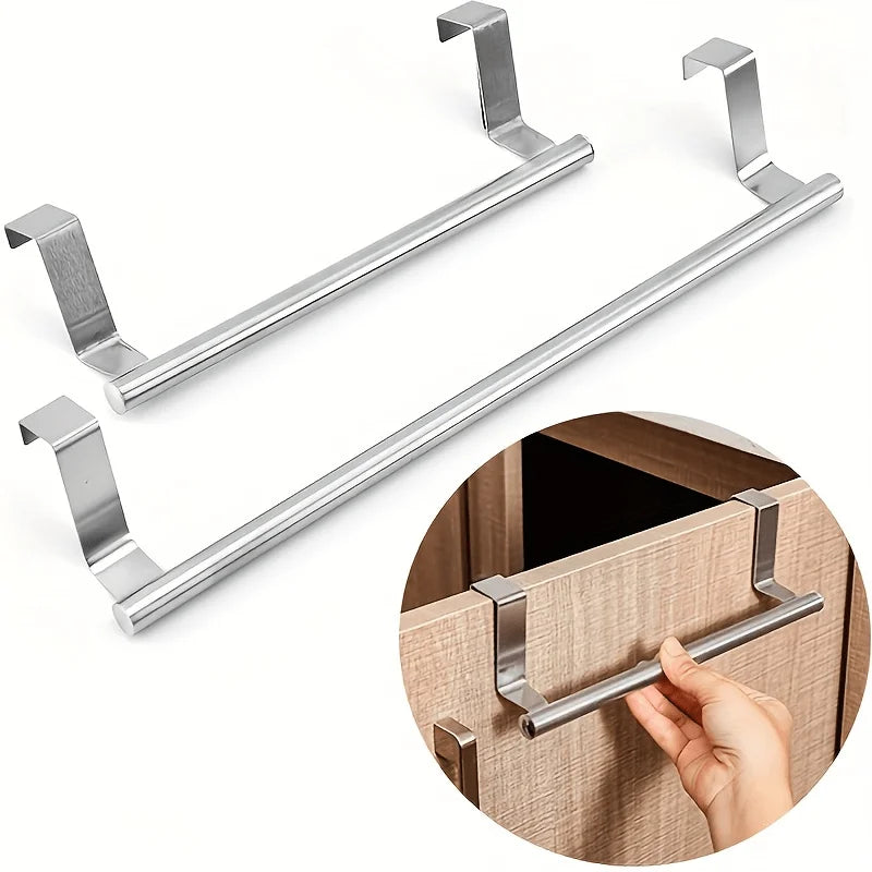Cabinet Door Towel Rack Stainless Steel No-Drill Kitchen Storage Cabinet Door Towel Rack Qme