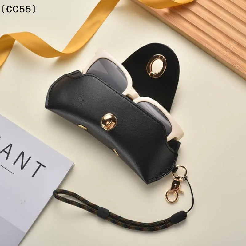 PU Leather Sunglasses Case – Portable Hanging Neck Glasses Bag Eyeglass Case Qst