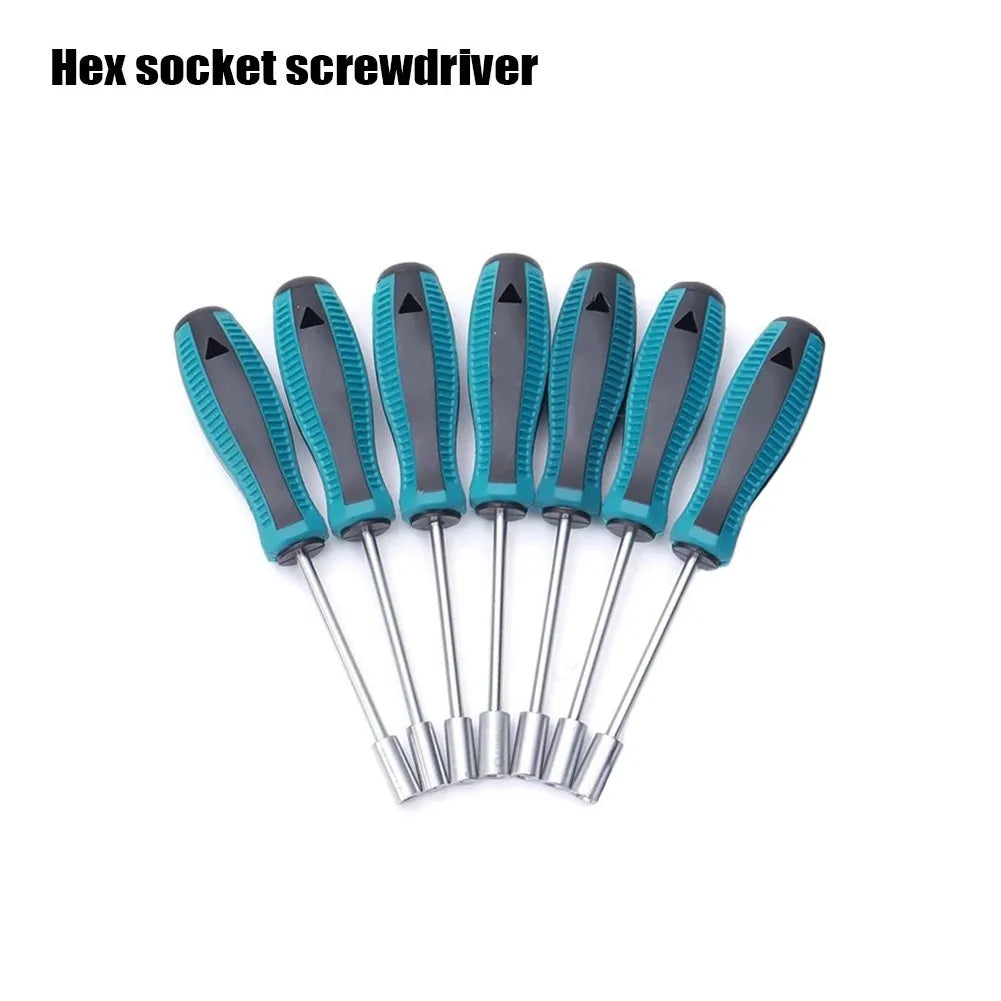Hex Nut Driver Set – 7-Size Metal Socket Screwdriver 3–6mm Hex Nut Driver Set Qme