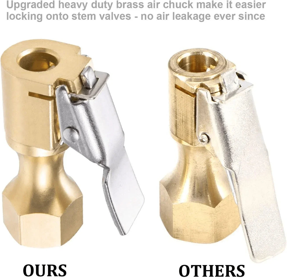 Heavy Duty Lock-On Open Flow Air Chuck with Clip for Tires Tire Inflator Chuck Qme