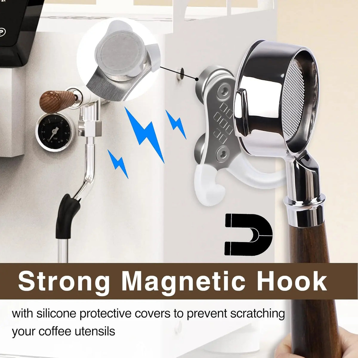 Magnetic Coffee Tamper & Portafilter Holder – Stainless Steel Espresso Tamper Holder Qme