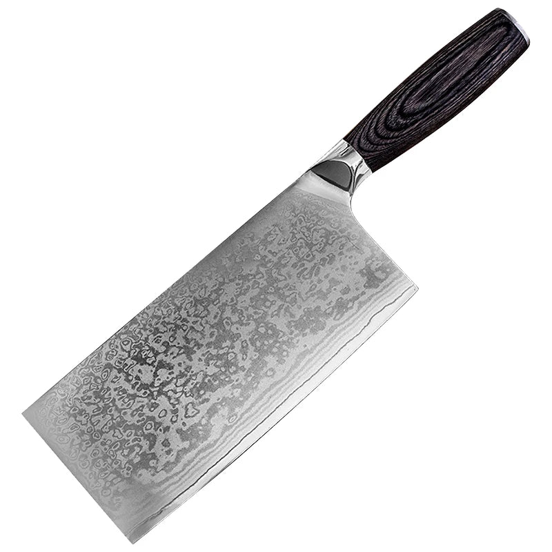 InLeung Damascus Chinese Cleaver – Sharp Utility Kitchen Knife Damascus Kitchen Knife Qst Cleaver Knife