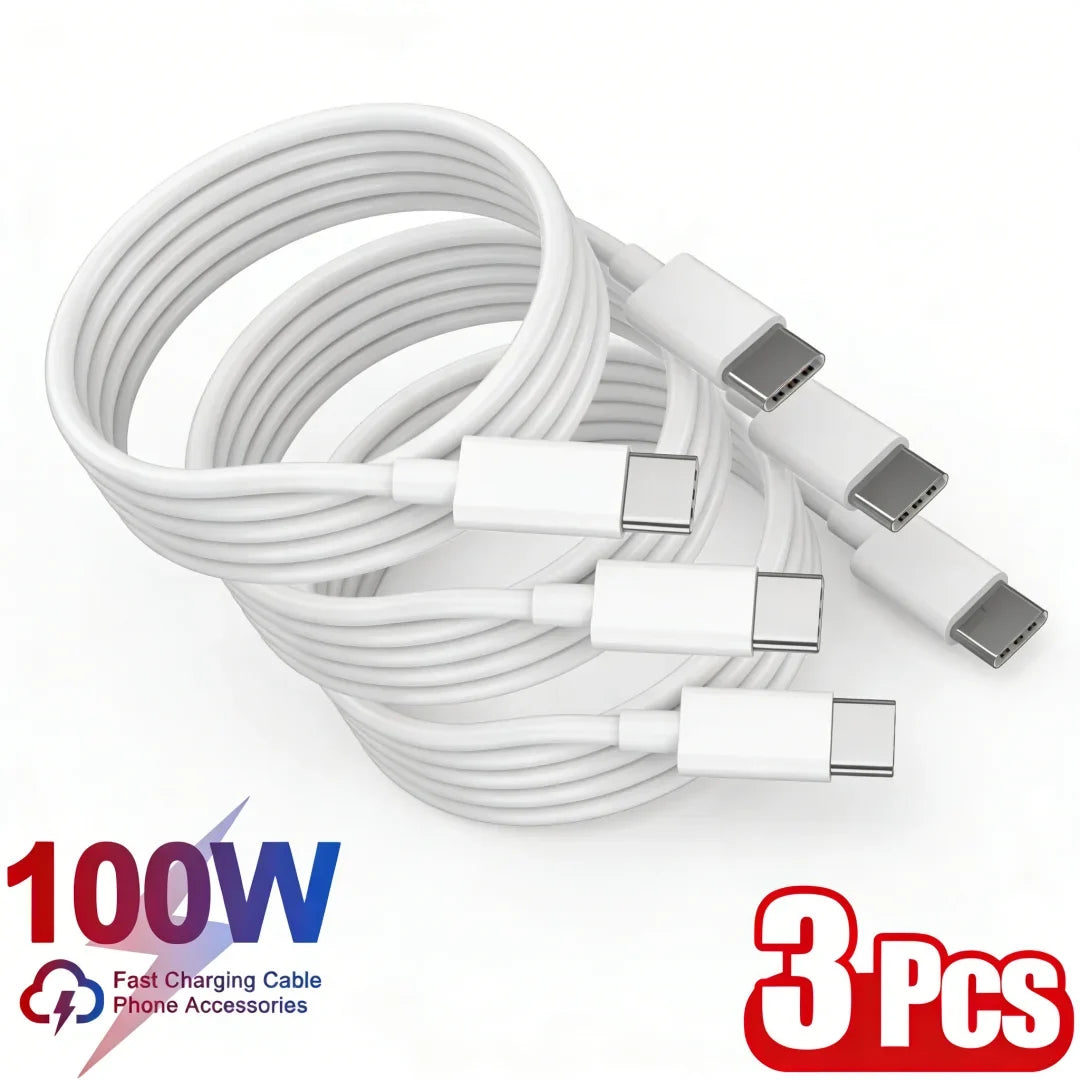 USB-C 100W Fast Charging Cable PD Nylon Braided 0.25–3m USB-C Charging Cable Qme