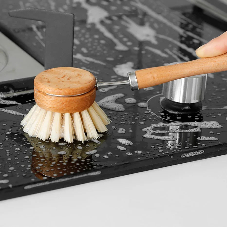 Bamboo Kitchen Cleaning Brush – Eco-Friendly Dish Scrubber Kitchen Cleaning Brush Qme
