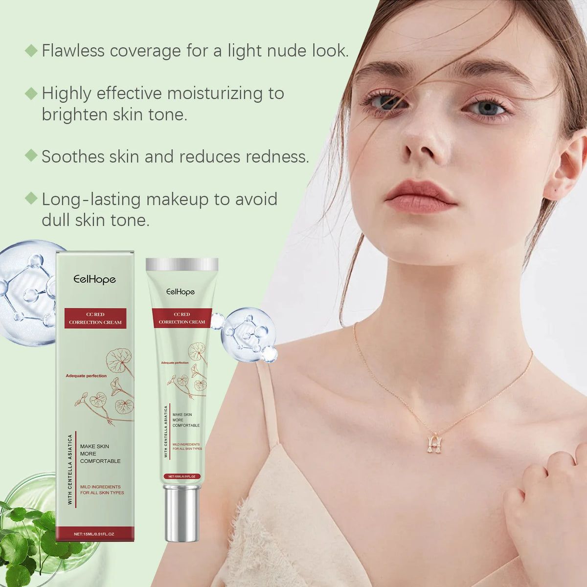 Eelhope CC Cream Centella Asiatica Color Correcting Moisturizer CC Cream Qst
