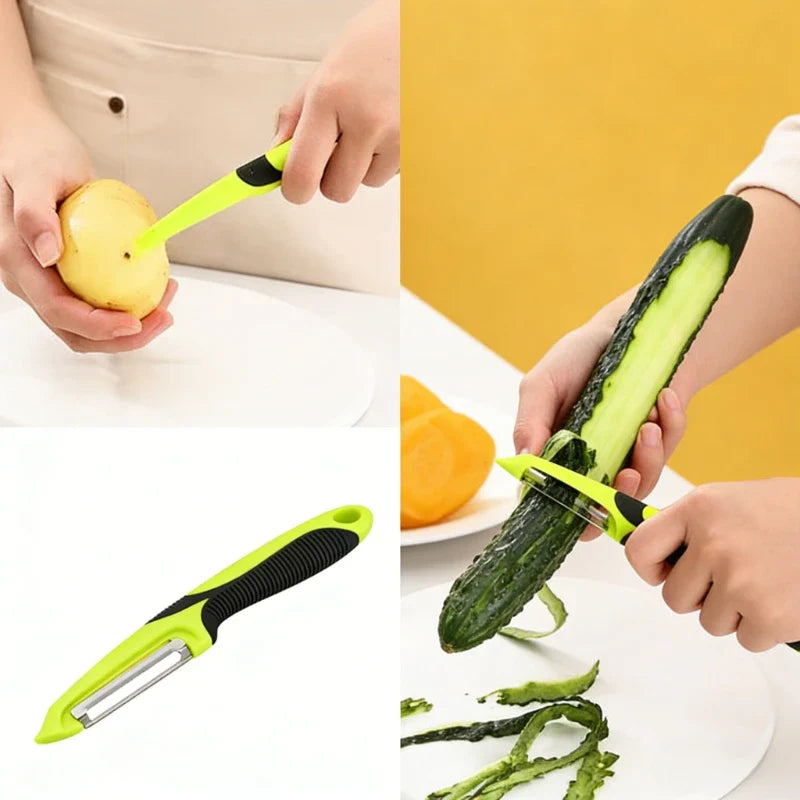 Stainless Steel Multifunctional Peeler – Anti-Slip Handle Vegetable Peeler Qme