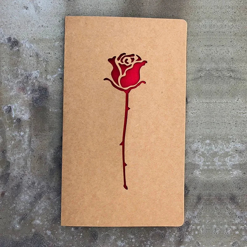 Hollow Kraft Paper Greeting Card – Valentine's & Mother's Day Greeting Card Qme rose 10x17cm