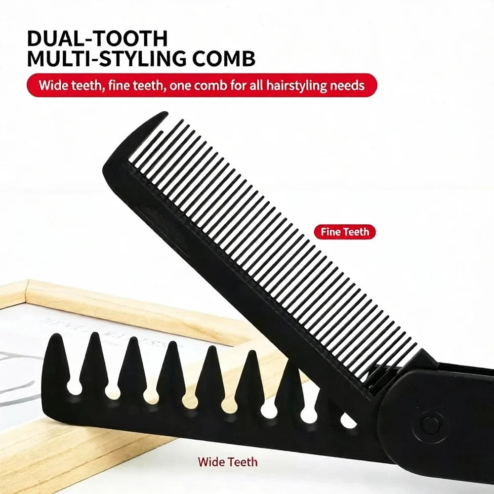 Portable Folding Pocket Comb – 2-in-1 Wide & Fine Tooth Folding Hair Comb Qme