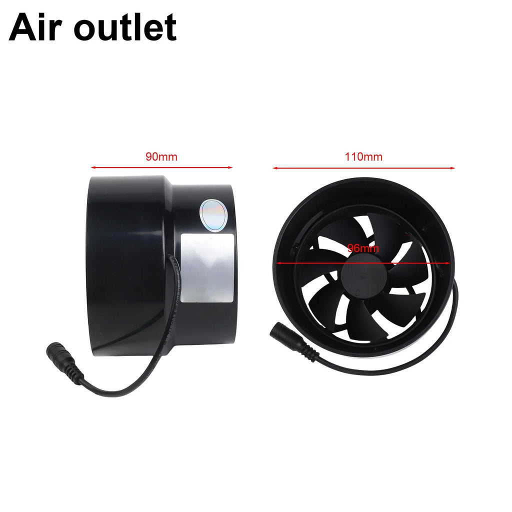 12V Black Duct Fan – Quiet 39dB Exhaust for Indoor & Outdoor Exhaust Duct Fan Qme