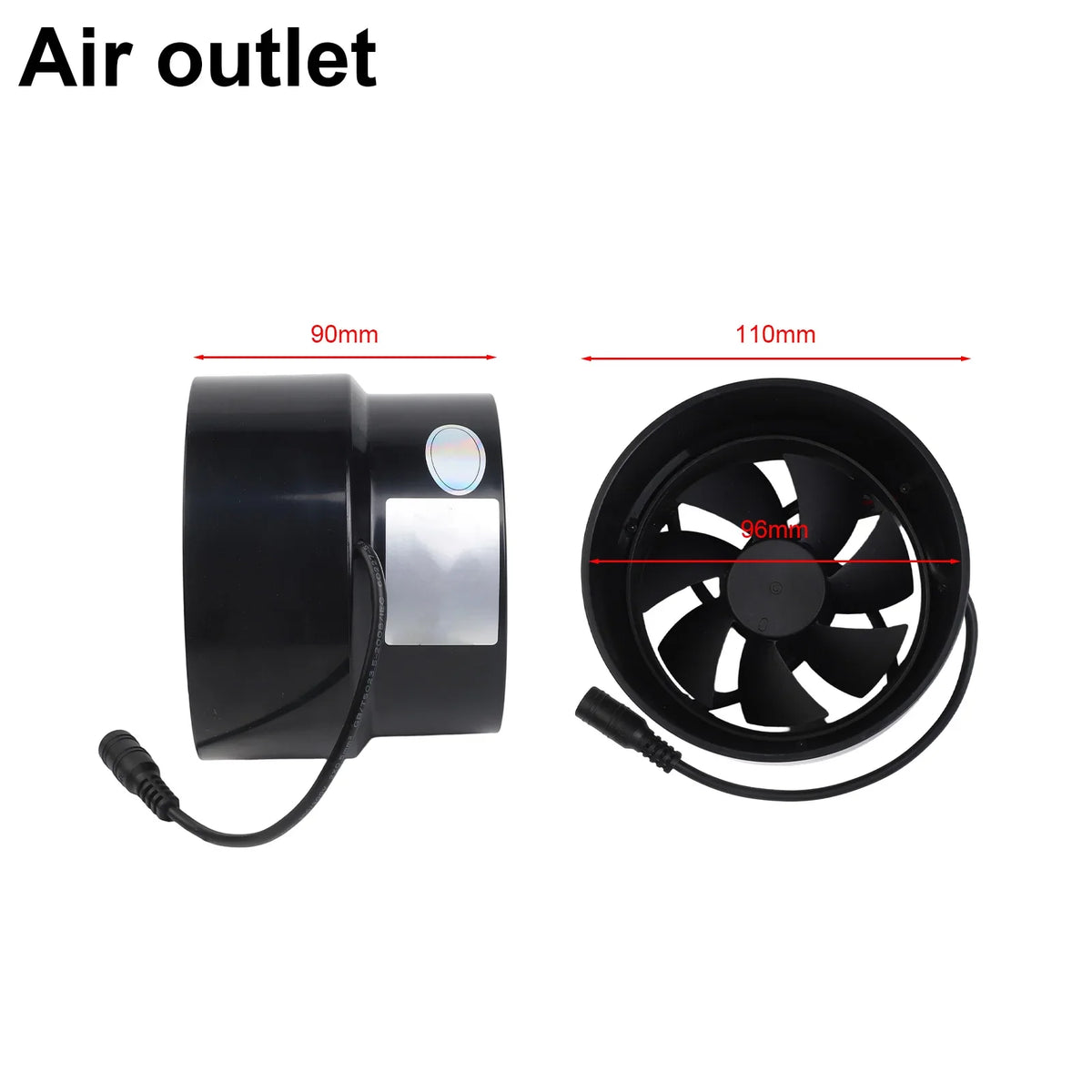 12V Black Duct Fan – Quiet 39dB Exhaust for Indoor & Outdoor Exhaust Duct Fan Qme