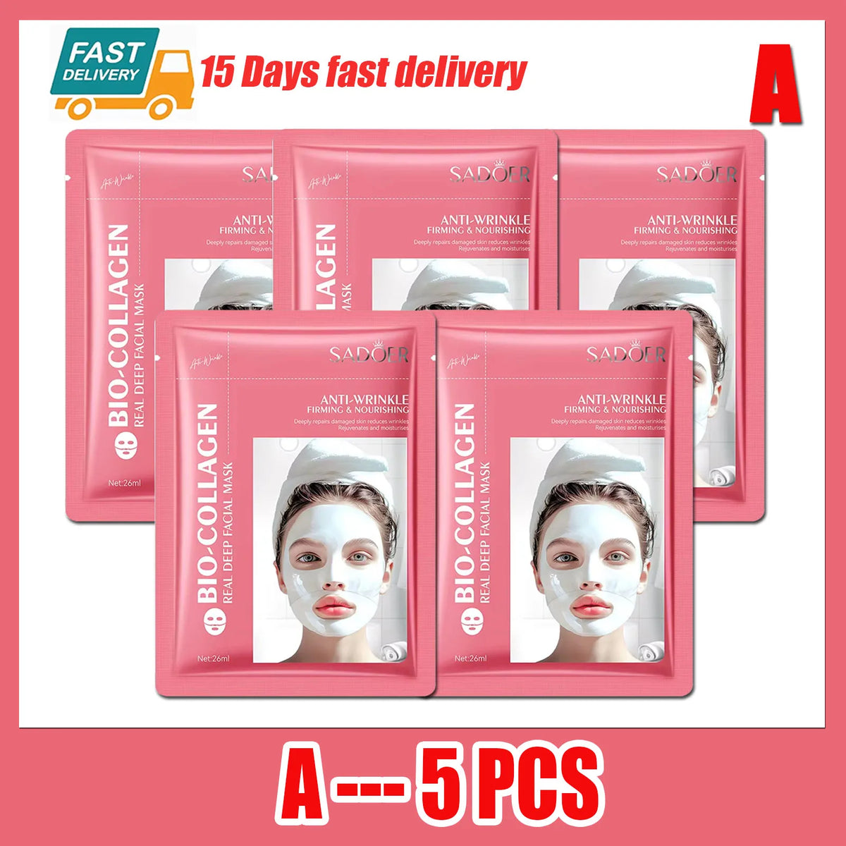 Hyaluronic Acid Collagen Face Masks – Hydrating Facial Patches Facial Sheet Mask Qst A--5PCS