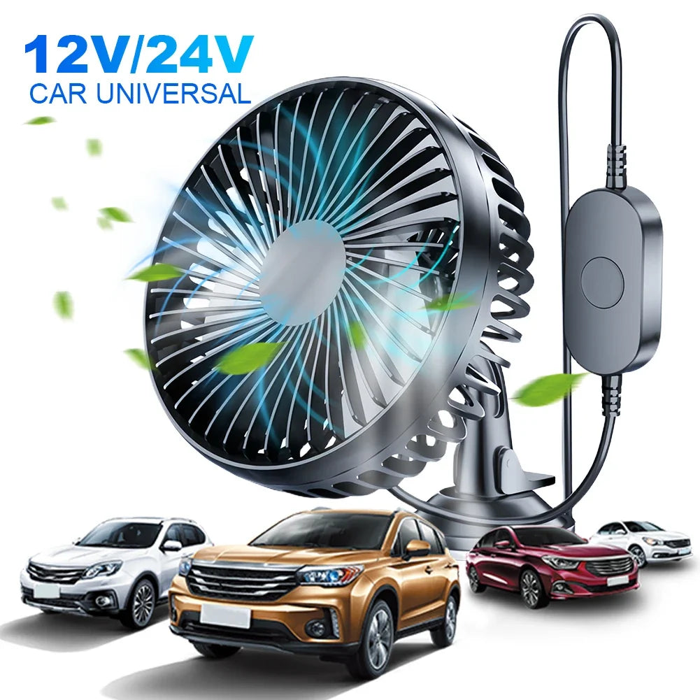 12V 24V USB Car Dashboard Fan | 360° Suction Cup Mount Car Dashboard Fan Qme