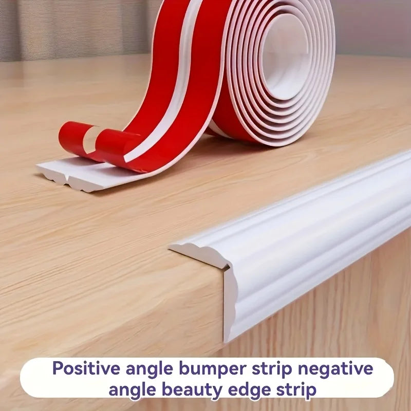Self-Adhesive PVC Corner Protection Strip – Flexible Edge Guard Corner Edge Guard Qme WHITE