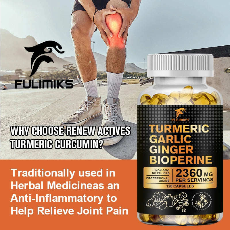 Turmeric Curcumin with BioPerine, Garlic & Ginger Supplement Herbal Supplement Qst